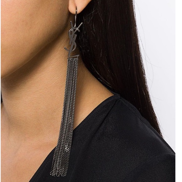 ♦️SOLD♦️SAINT LAURENT YSL monogram tassel earrings - Picture 2 of 5